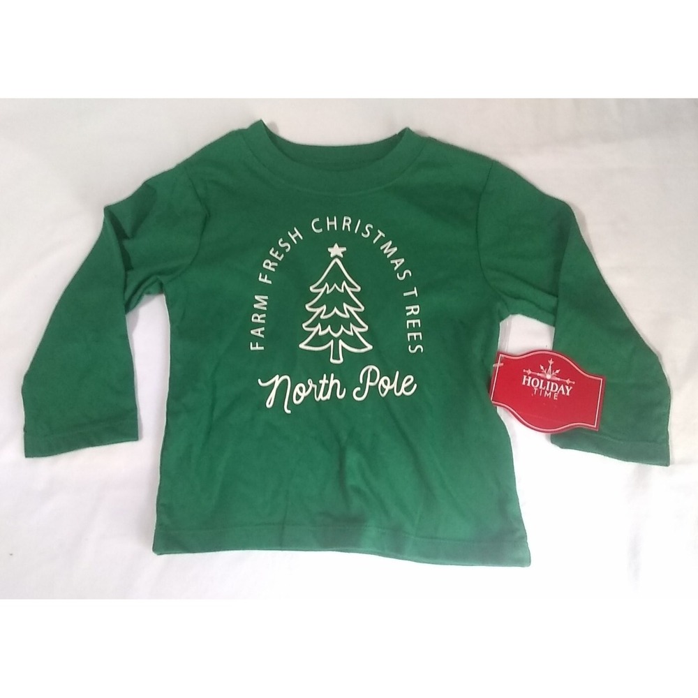 Toddler Christmas T-shirt 12M Long Sleeve North Pole Green‎
